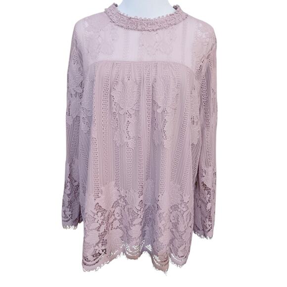 Lacey Boho Fairy Tunic Top Blouse XL Pastel Lavender Purple Flowy Yoke‎ Girly - Picture 10 of 10